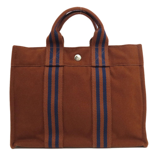 HERMES Handbag canvas Brown Sack Fool Toe PM Women Used Authentic