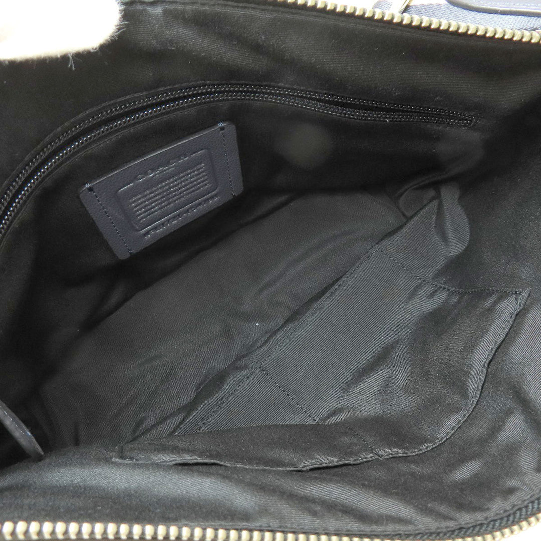 COACH Shoulder Bag F54796 leather Navy logo Women Used Authentic