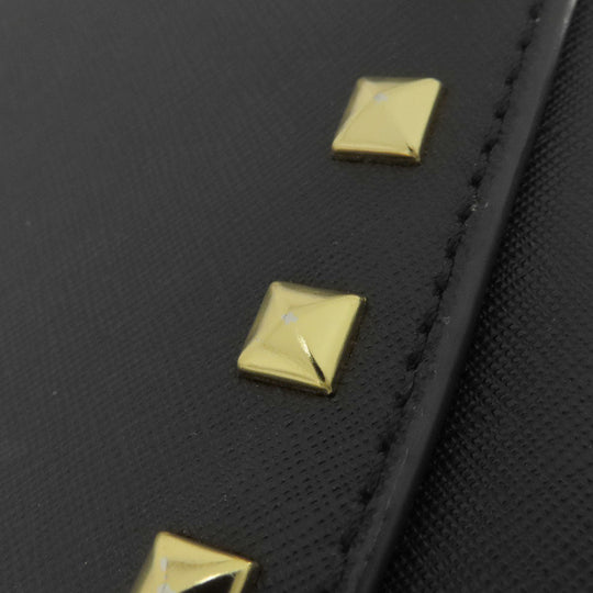 MICHAEL KORS Shoulder Bag leather black Long Shoulder Studs Women Used Authentic