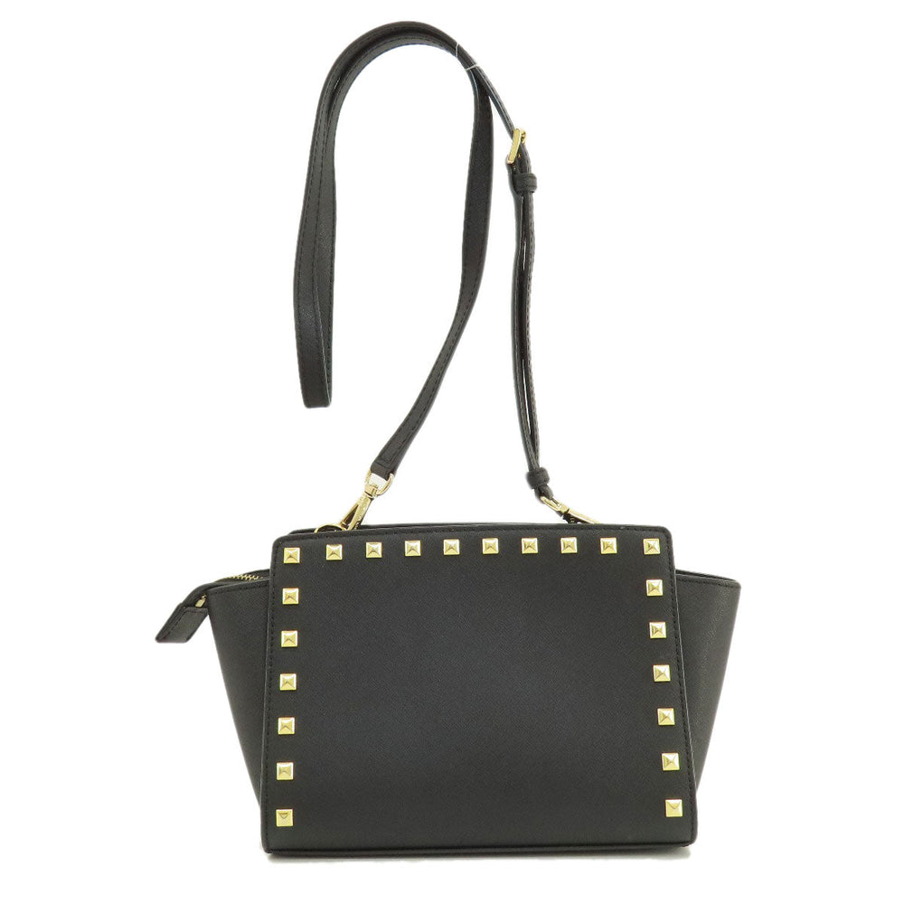 MICHAEL KORS Shoulder Bag leather black Long Shoulder Studs Women Used Authentic