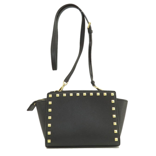 MICHAEL KORS Shoulder Bag leather black Long Shoulder Studs Women Used Authentic