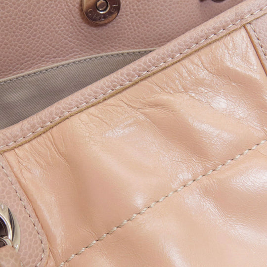 CHANEL Tote Bag Calfskin pink DeauvilleMM SilverMetal