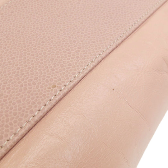 CHANEL Tote Bag Calfskin pink DeauvilleMM SilverMetal
