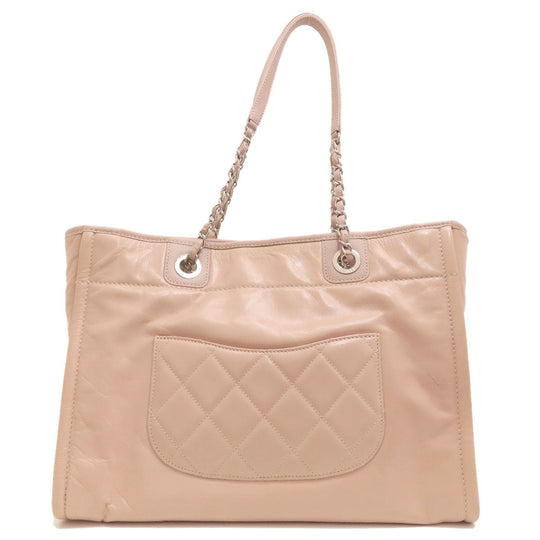 CHANEL Tote Bag Calfskin pink DeauvilleMM SilverMetal