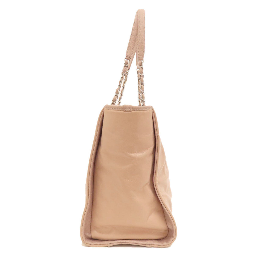 CHANEL Tote Bag Calfskin pink DeauvilleMM SilverMetal