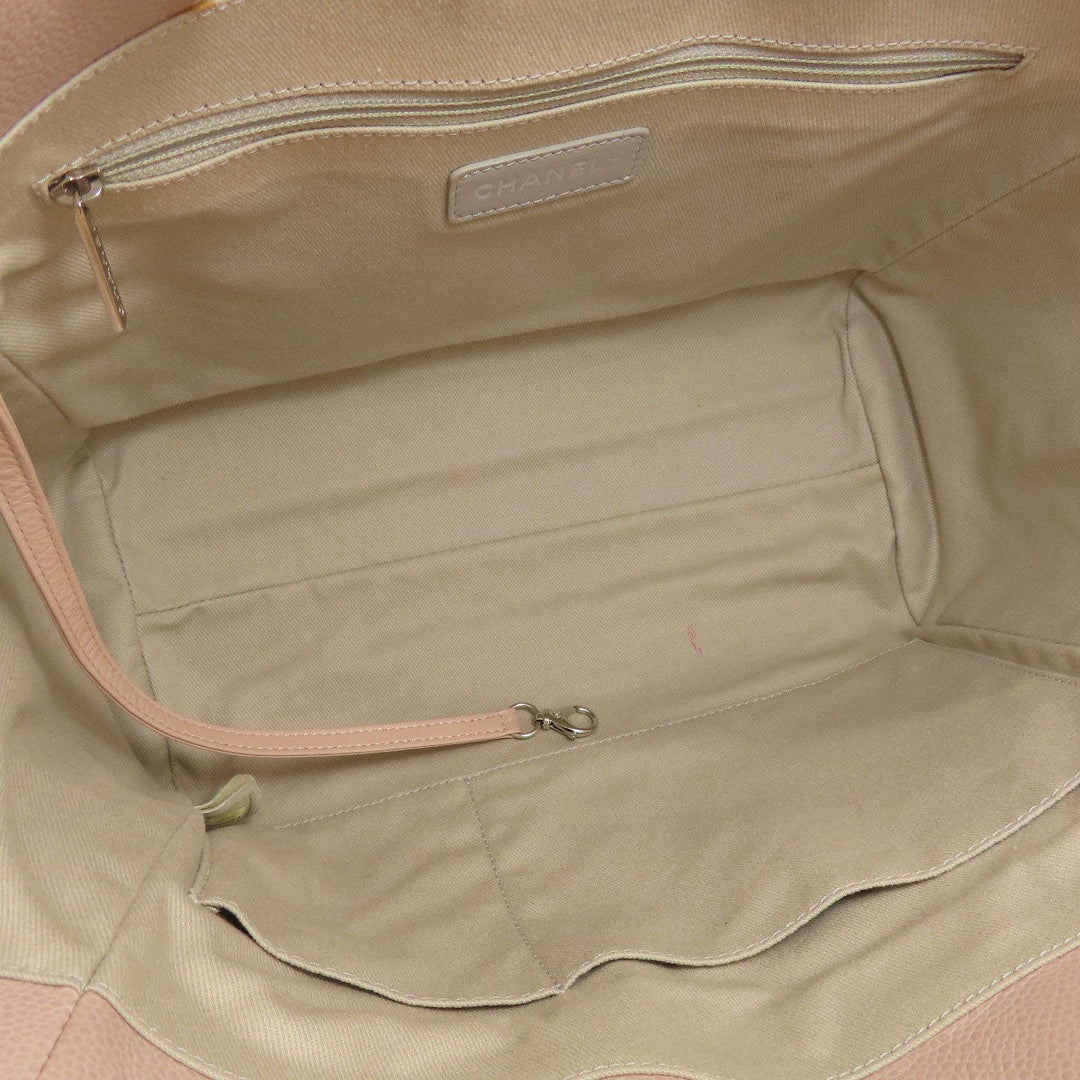 CHANEL Tote Bag Calfskin pink DeauvilleMM SilverMetal