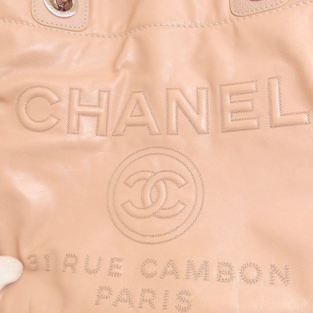 CHANEL Tote Bag Calfskin pink DeauvilleMM SilverMetal
