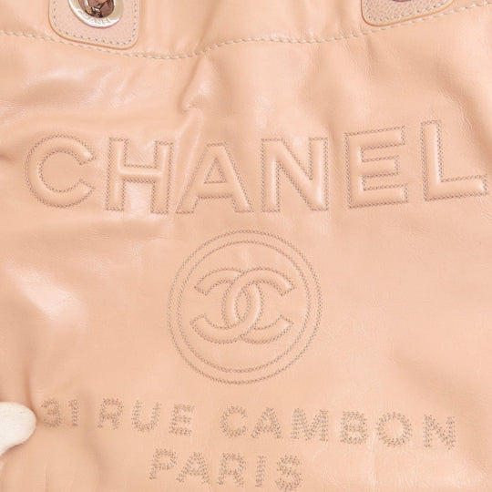 CHANEL Tote Bag Calfskin pink DeauvilleMM SilverMetal