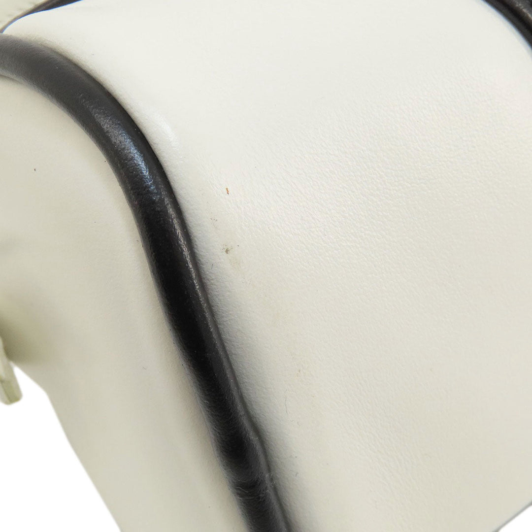 PRADA Shoulder Bag 1BH140 leather white Bowling Women Used Authentic