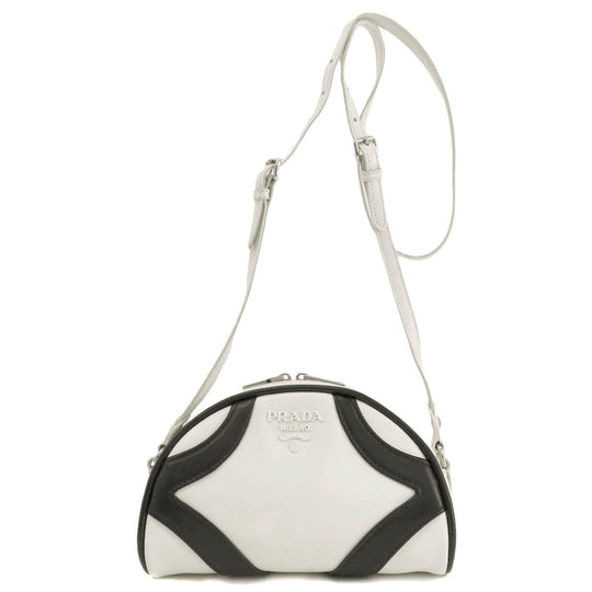 PRADA Shoulder Bag 1BH140 leather white Bowling Women Used Authentic