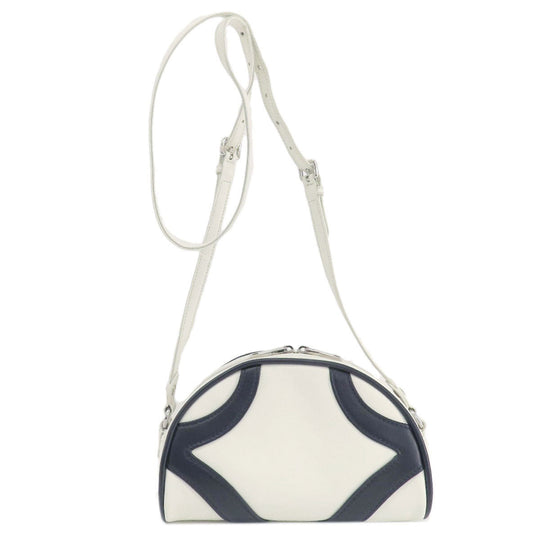 PRADA Shoulder Bag 1BH140 leather white Bowling Women Used Authentic