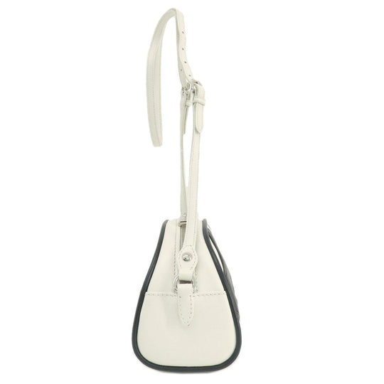 PRADA Shoulder Bag 1BH140 leather white Bowling Women Used Authentic