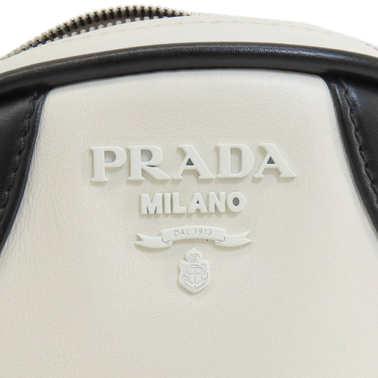 PRADA Shoulder Bag 1BH140 leather white Bowling Women Used Authentic