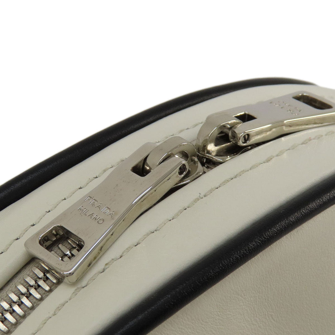 PRADA Shoulder Bag 1BH140 leather white Bowling Women Used Authentic