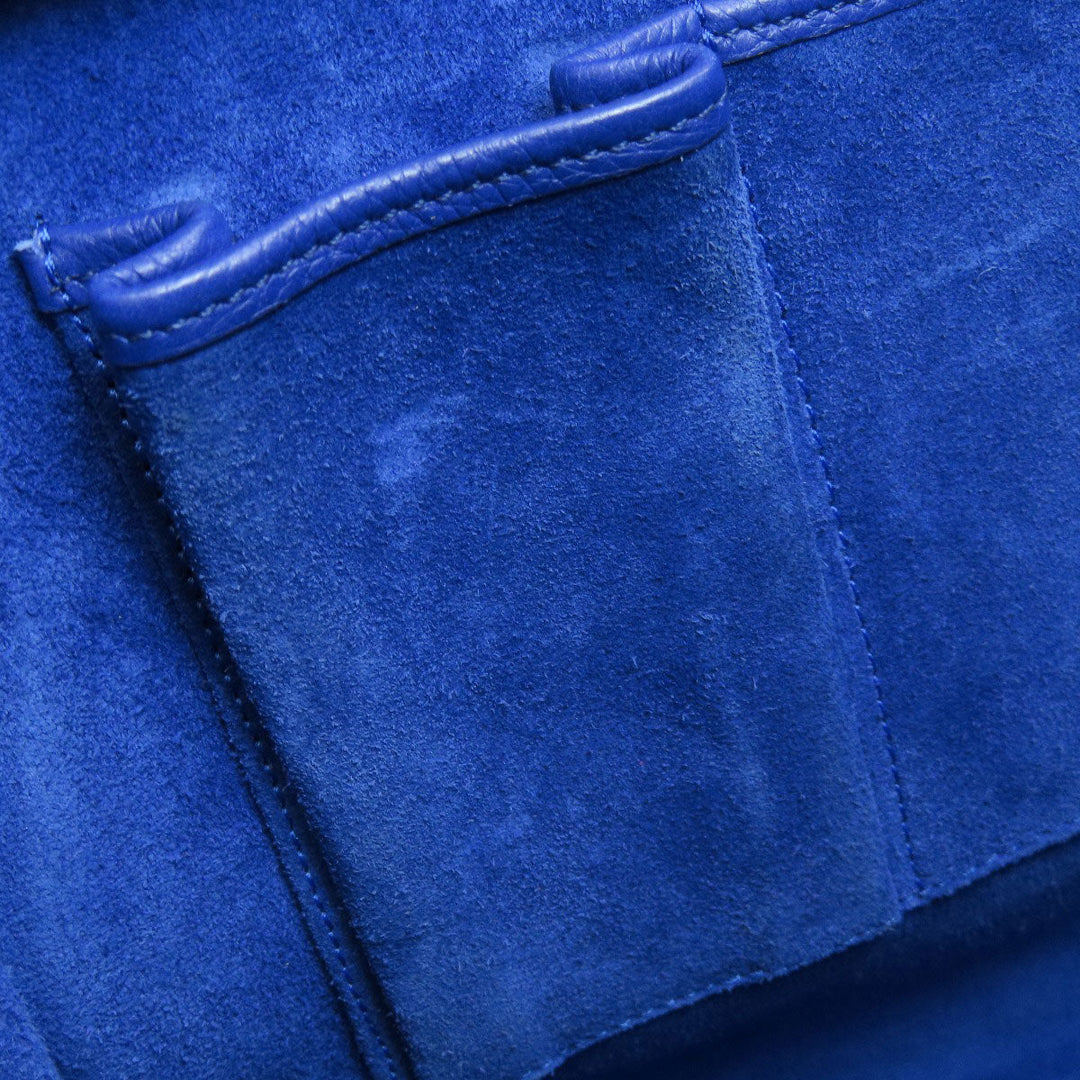 CELINE Tote Bag leather blue Luggage mini Women Used Authentic