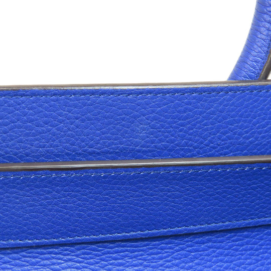 CELINE Tote Bag leather blue Luggage mini Women Used Authentic