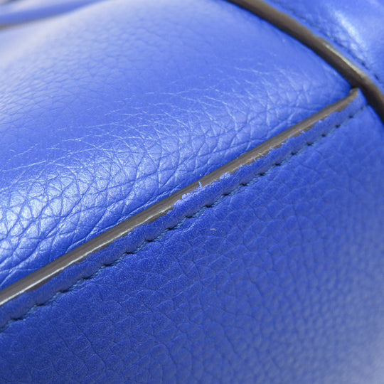 CELINE Tote Bag leather blue Luggage mini Women Used Authentic