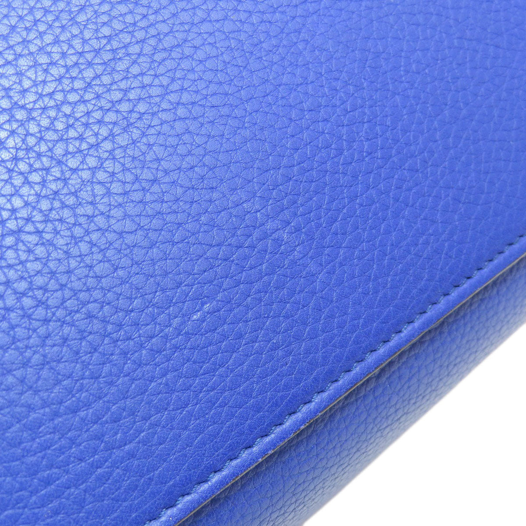 CELINE Tote Bag leather blue Luggage mini Women Used Authentic