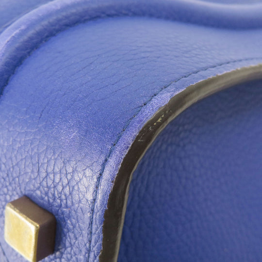 CELINE Tote Bag leather blue Luggage mini Women Used Authentic