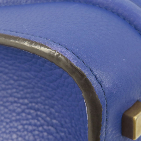 CELINE Tote Bag leather blue Luggage mini Women Used Authentic