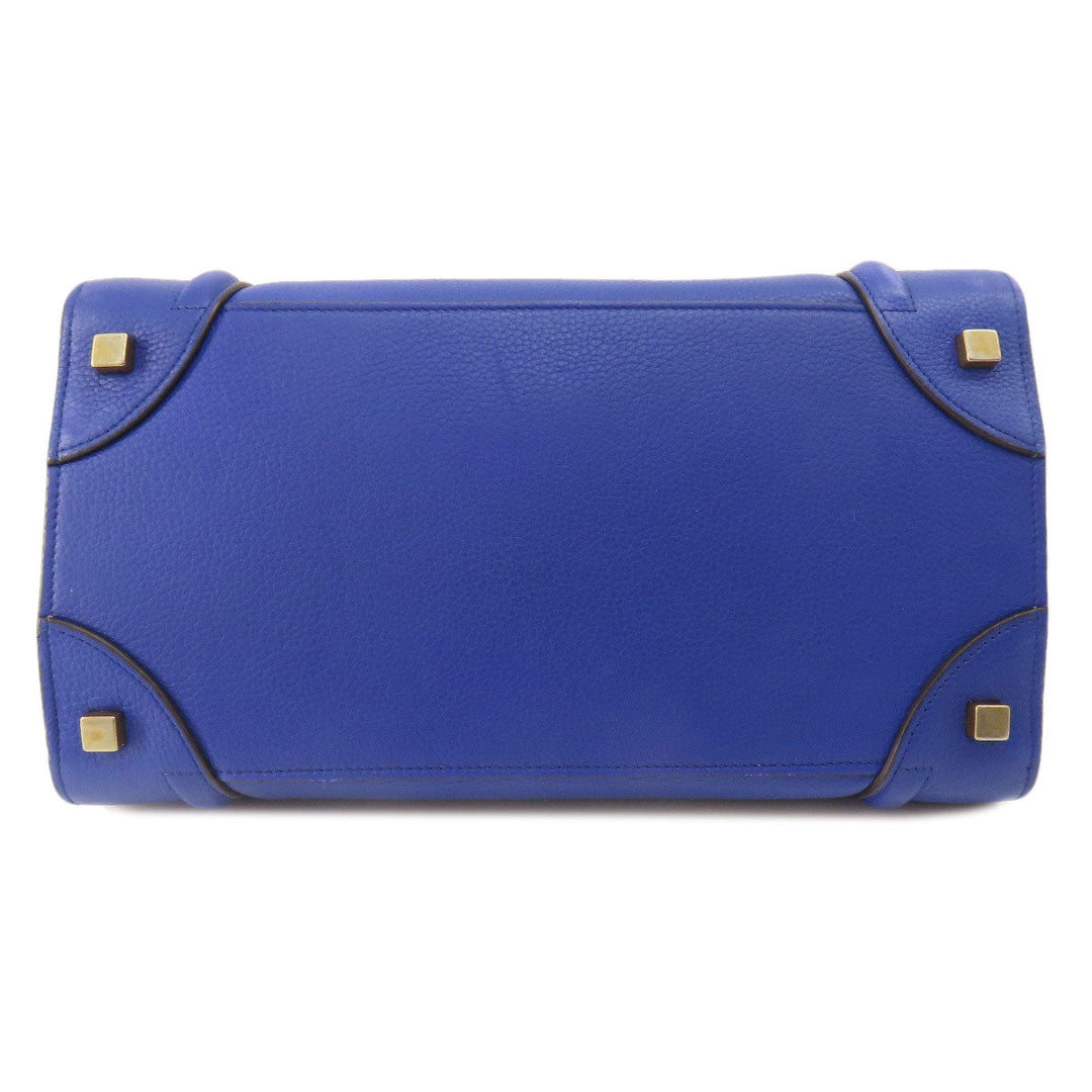 CELINE Tote Bag leather blue Luggage mini Women Used Authentic