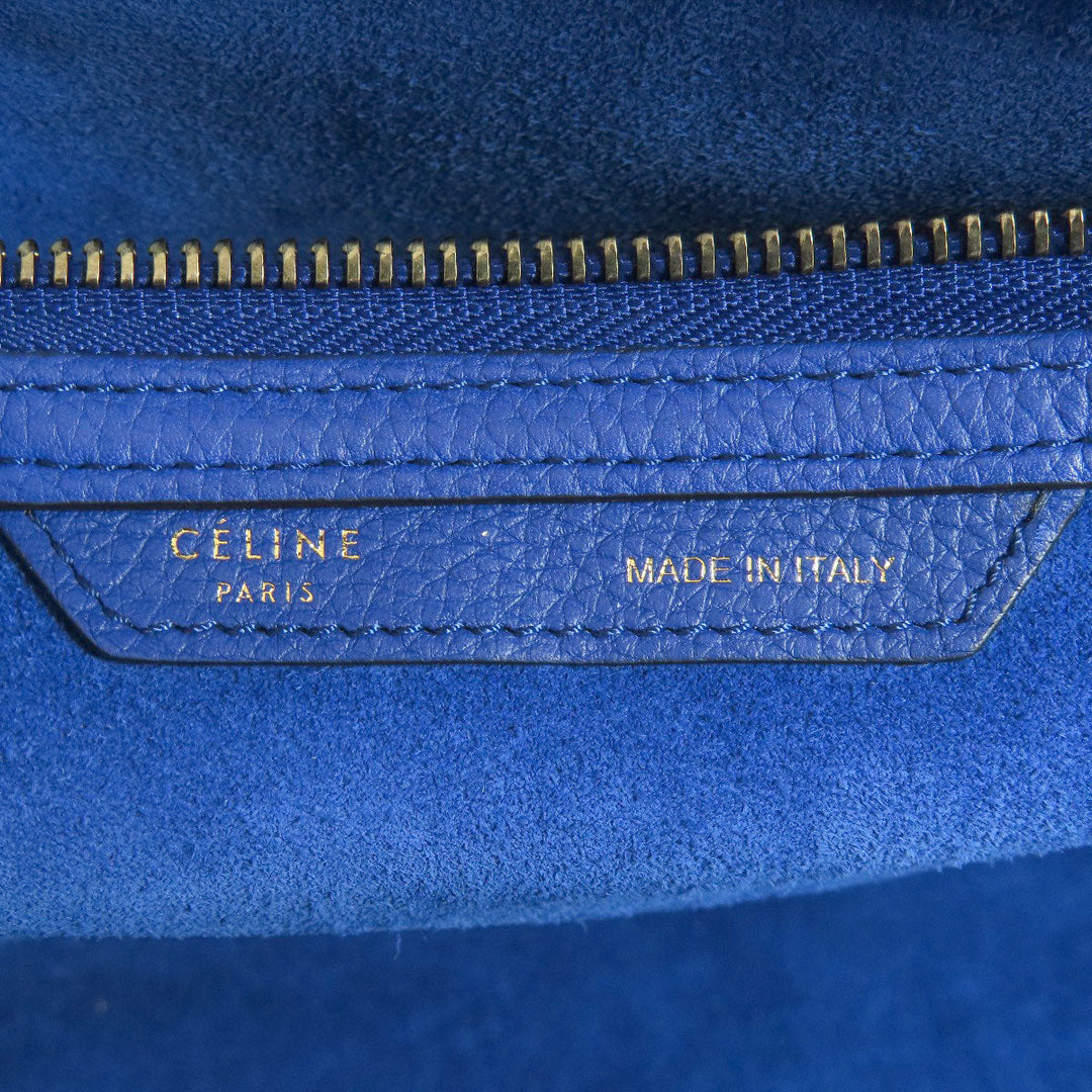 CELINE Tote Bag leather blue Luggage mini Women Used Authentic