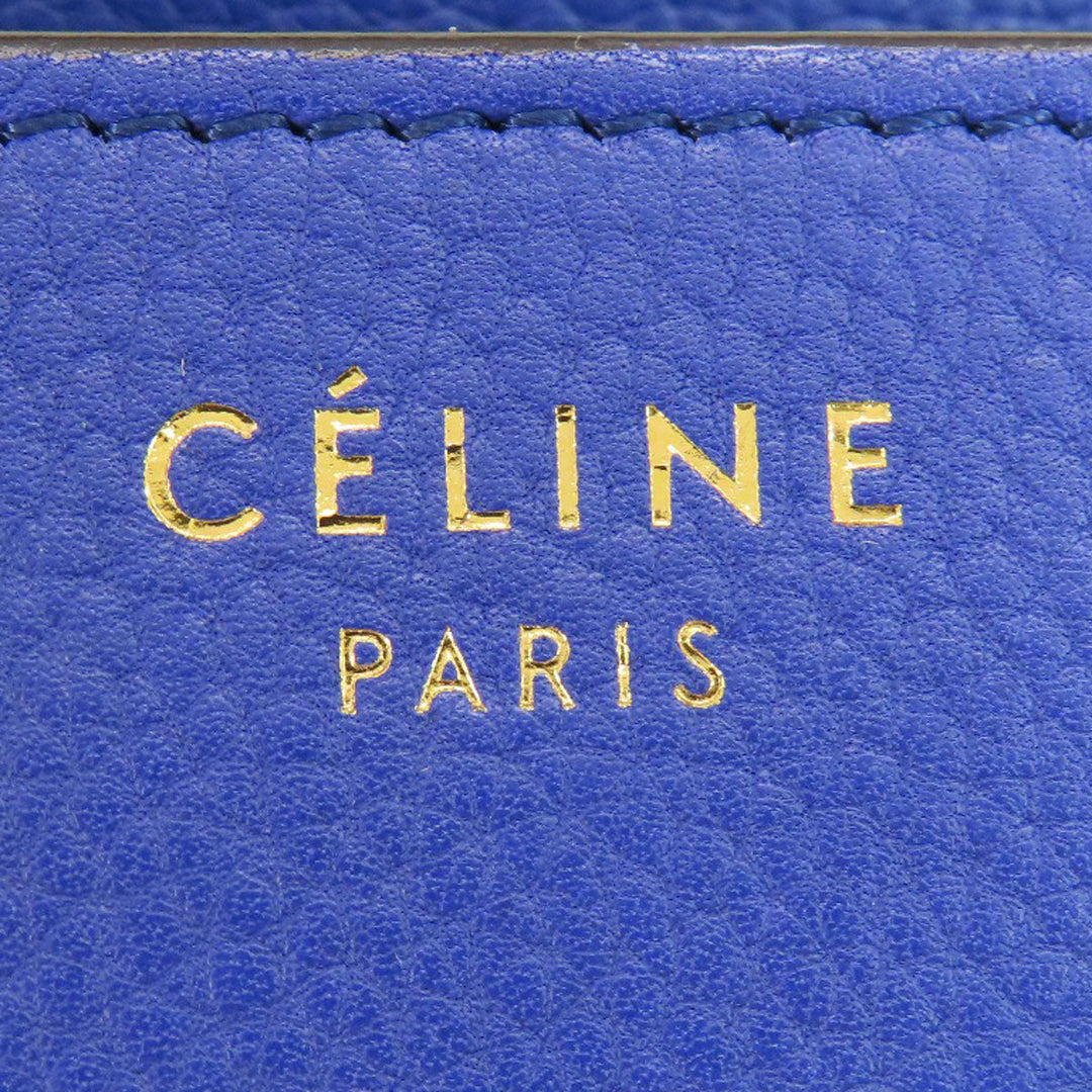 CELINE Tote Bag leather blue Luggage mini Women Used Authentic