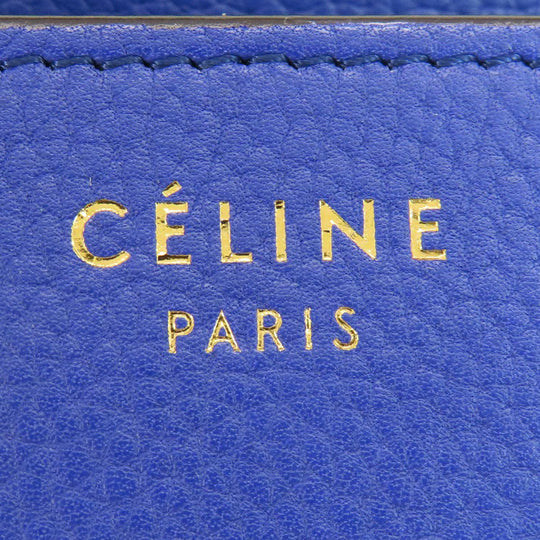 CELINE Tote Bag leather blue Luggage mini Women Used Authentic