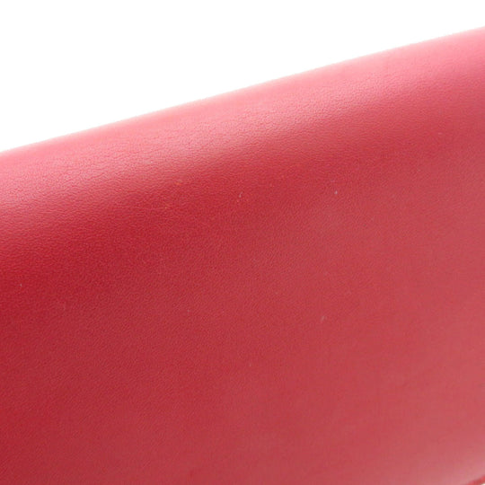 GUCCI Long Wallet Purse 453158 Calfskin Red Bamboo Women Used Authentic