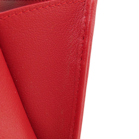 YVES SAINT LAURENT Long Wallet Purse leather Red logo Women Used Authentic
