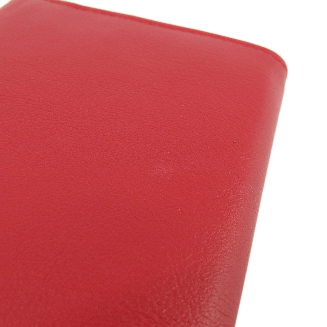 YVES SAINT LAURENT Long Wallet Purse leather Red logo Women Used Authentic