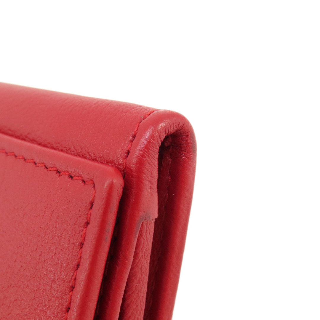 YVES SAINT LAURENT Long Wallet Purse leather Red logo Women Used Authentic