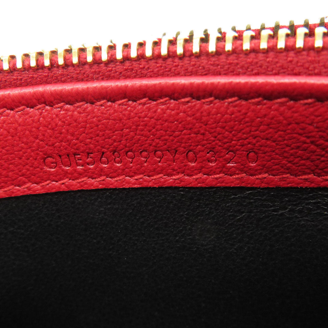 YVES SAINT LAURENT Long Wallet Purse leather Red logo Women Used Authentic