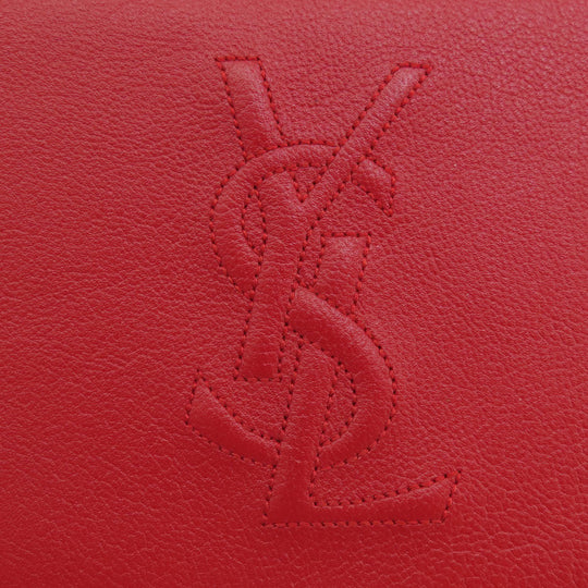 YVES SAINT LAURENT Long Wallet Purse leather Red logo Women Used Authentic