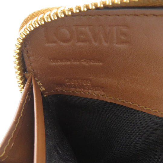 LOEWE Long Wallet Purse Calfskin Brown anagram star Women Used Authentic