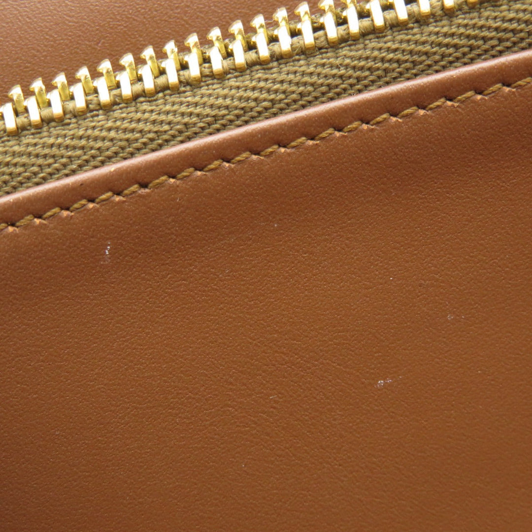 LOEWE Long Wallet Purse Calfskin Brown anagram star Women Used Authentic