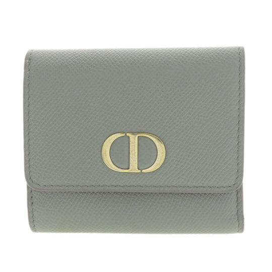 Christian Dior Bifold Wallet Calfskin gray Logo motif mini wallet Women Used Authentic