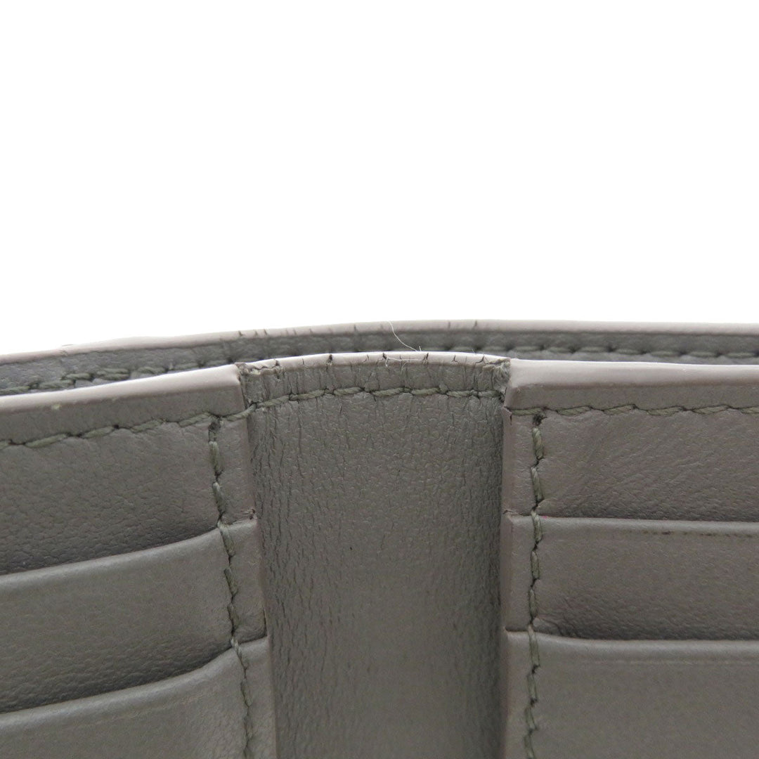 Christian Dior Bifold Wallet Calfskin gray Logo motif mini wallet Women Used Authentic