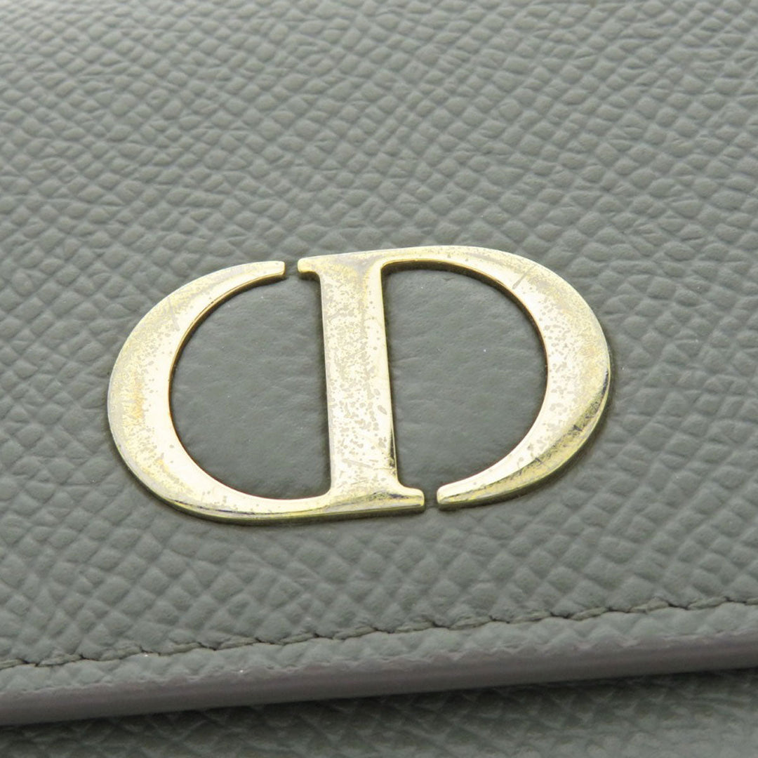 Christian Dior Bifold Wallet Calfskin gray Logo motif mini wallet Women Used Authentic