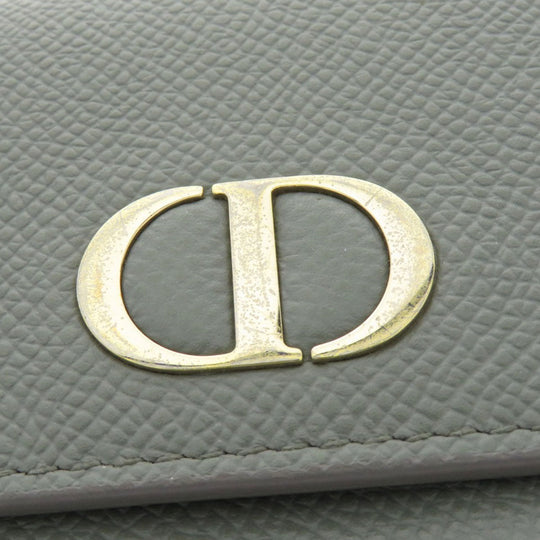 Christian Dior Bifold Wallet Calfskin gray Logo motif mini wallet Women Used Authentic