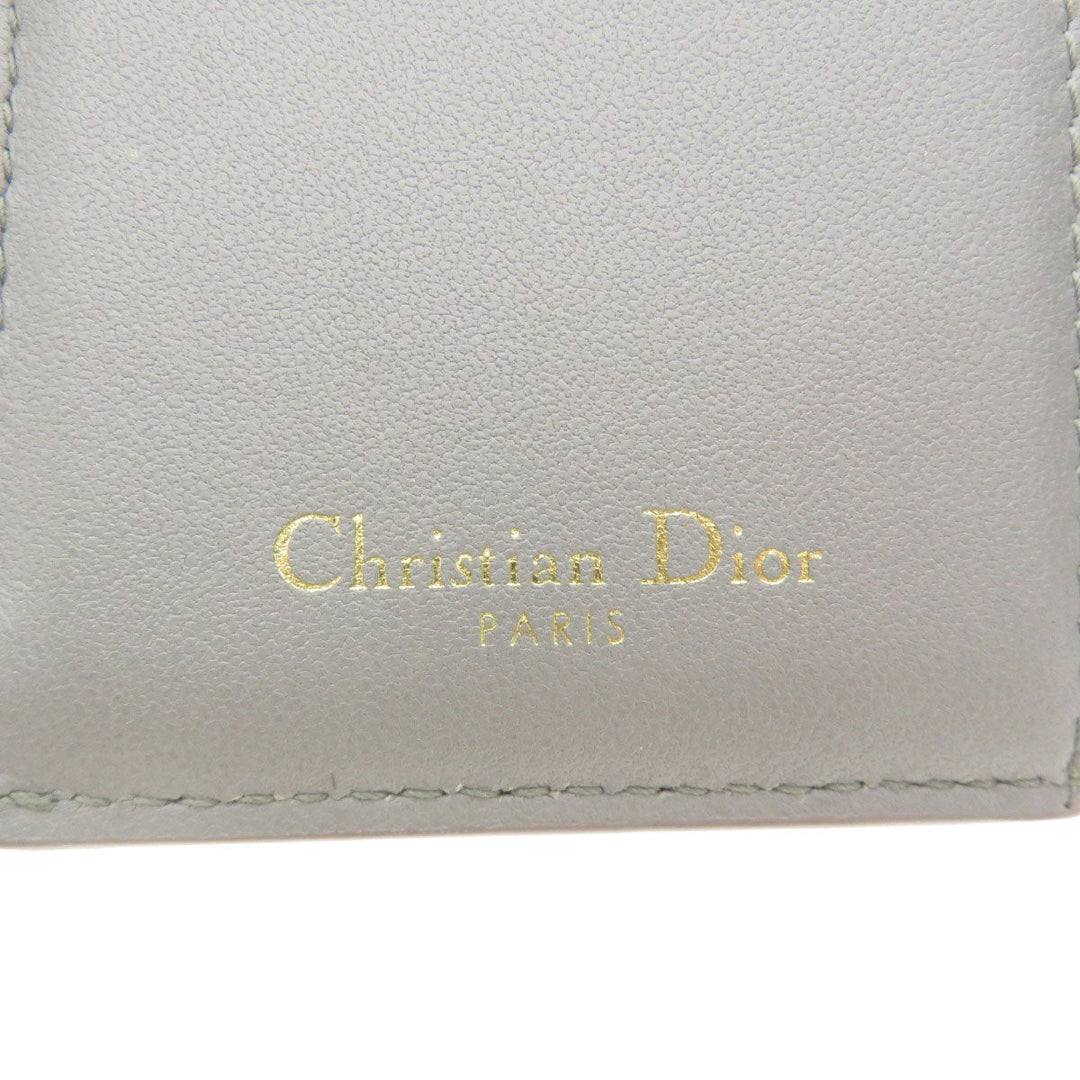Christian Dior Bifold Wallet Calfskin gray Logo motif mini wallet Women Used Authentic