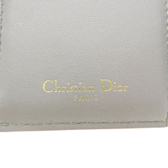 Christian Dior Bifold Wallet Calfskin gray Logo motif mini wallet Women Used Authentic