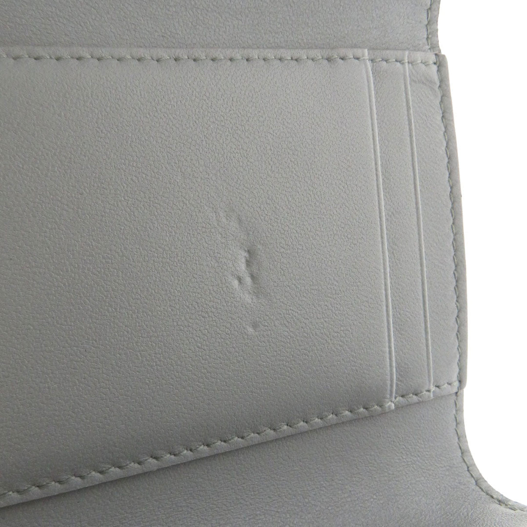 Christian Dior Bifold Wallet Calfskin gray Logo motif mini wallet Women Used Authentic