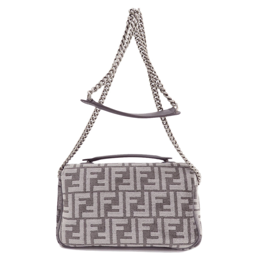 FENDI Shoulder Bag 8BR793 polyester Brown Baguette Chain Midi FF Tapestry