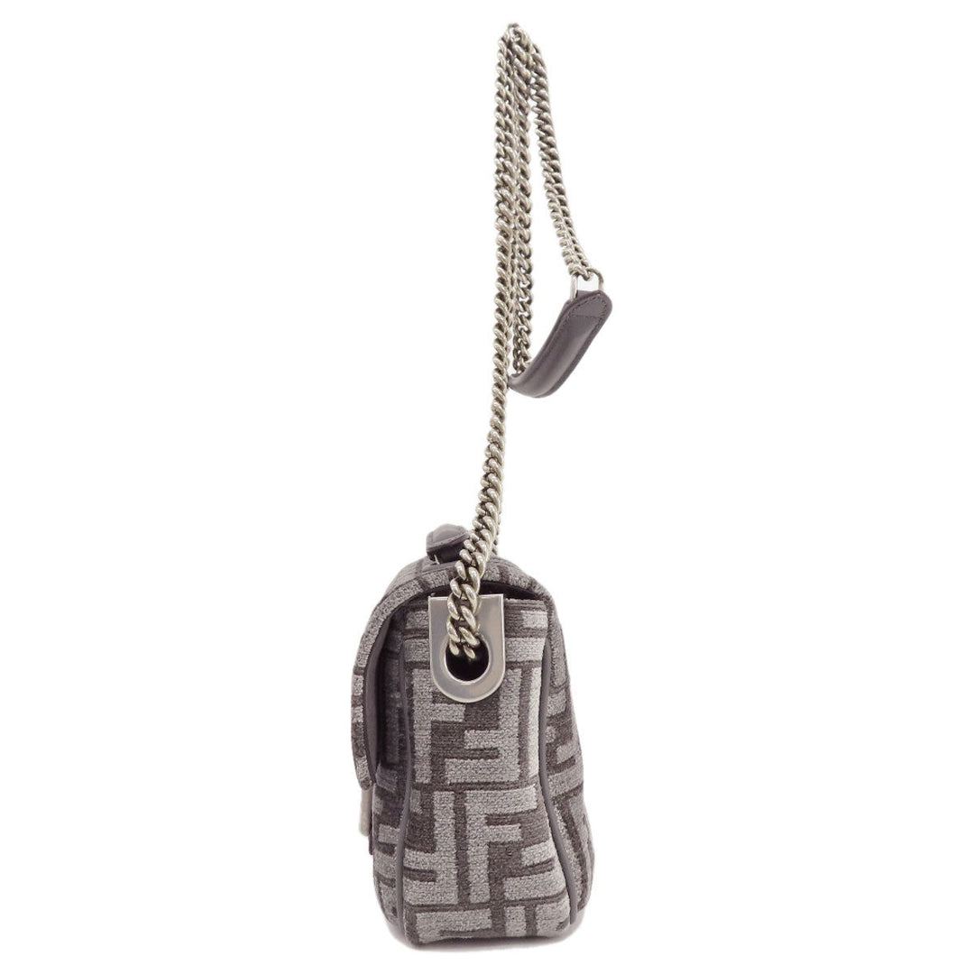 FENDI Shoulder Bag 8BR793 polyester Brown Baguette Chain Midi FF Tapestry