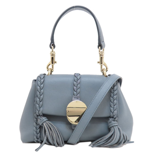 Chloe Handbag leather gray penelope mini 2WAY Women Used Authentic