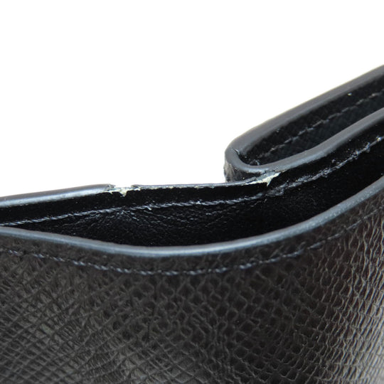 LOUIS VUITTON Bifold Wallet M62045 Taiga Leather black Portefeuille Amerigo NM mens Used Authentic