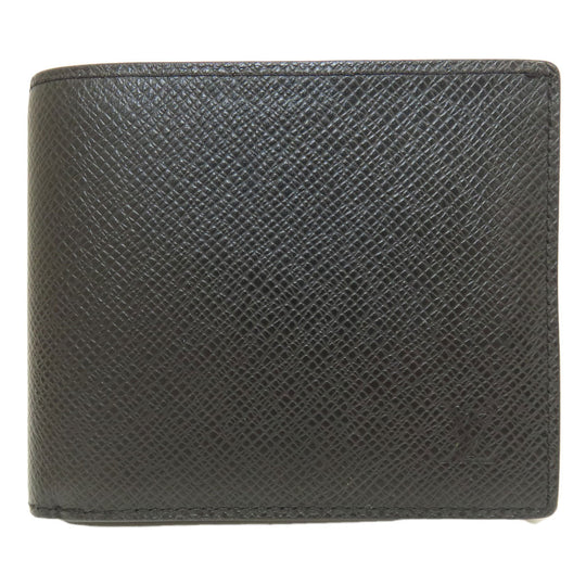 LOUIS VUITTON Bifold Wallet M62045 Taiga Leather black Portefeuille Amerigo NM mens Used Authentic