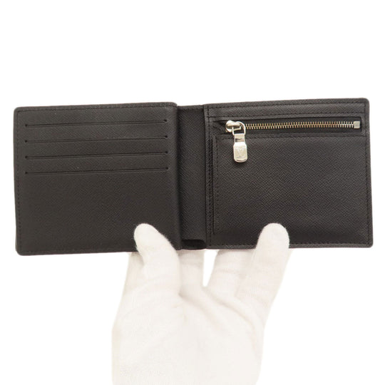 LOUIS VUITTON Bifold Wallet M62045 Taiga Leather black Portefeuille Amerigo NM mens Used Authentic