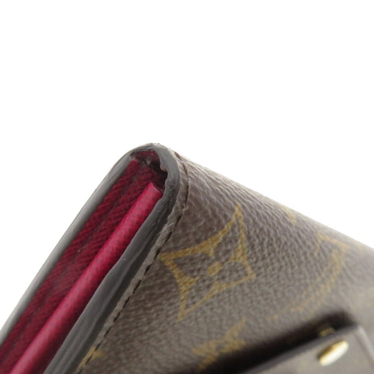 LOUIS VUITTON Long Wallet Purse M62234 Monogram canvas Brown Portefeuille Sarah Monogram Fuchsia